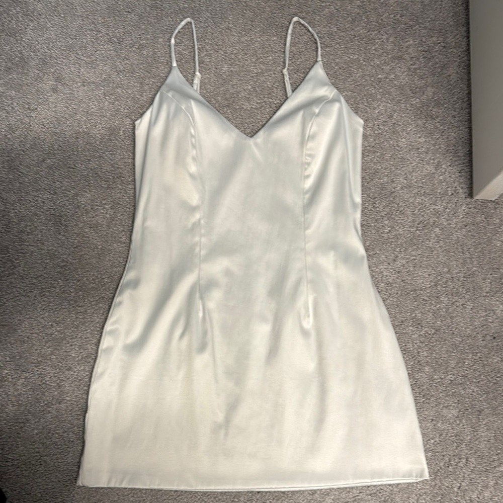 White satin mini dress